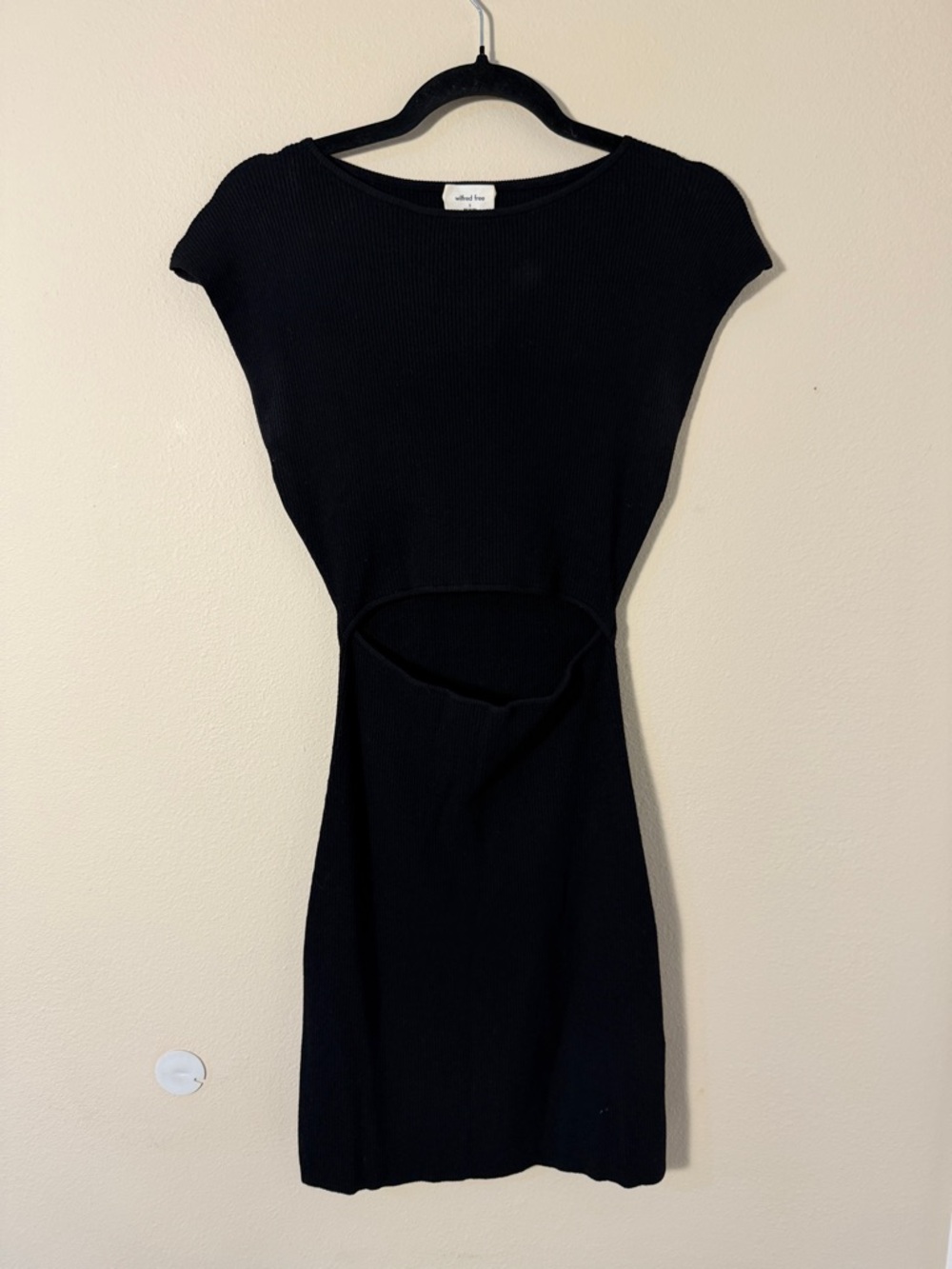 Aritzia Wilfred Free Black Cutout Knit Mini Dress Size S